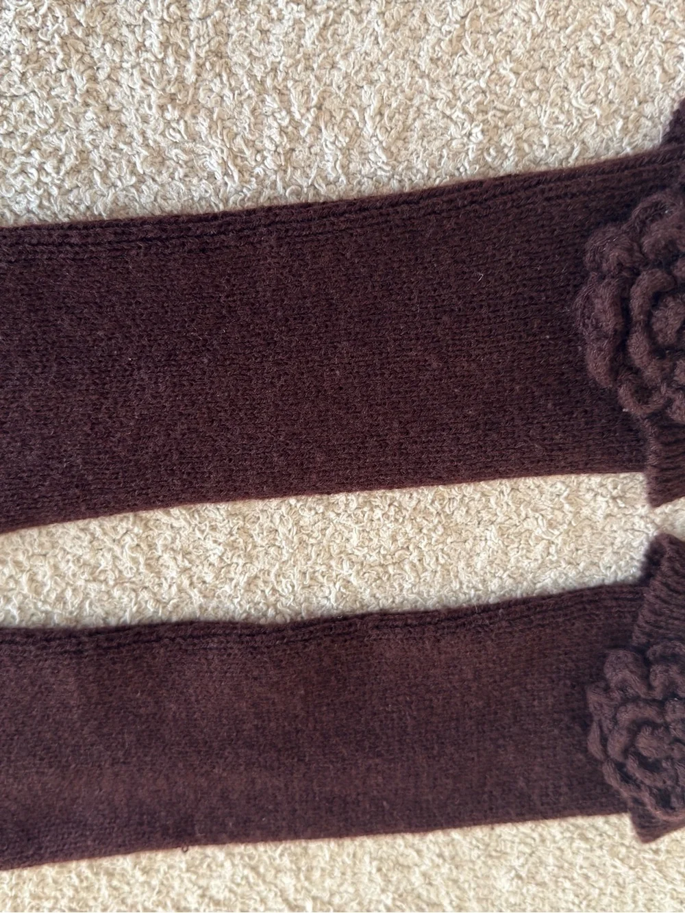 Cozy Chocolate Brown Floral Boot Cuffs 🤎🧶